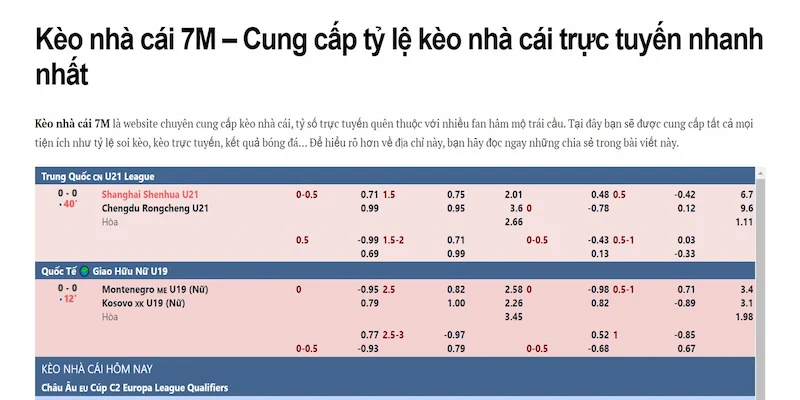 Tổng quan về kèo nhà cái 7m